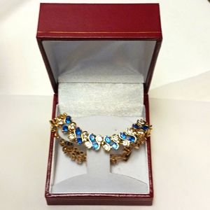 Fine Costume Sapphire & Diamonds Bracelet w Clasp Closure by Top Hatter - NWOT